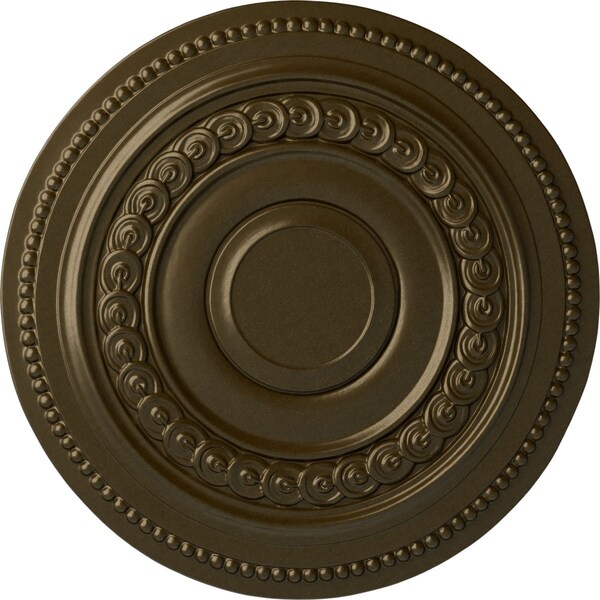 Ekena Millwork Oldham Ceiling Medallion (Fits Canopies up to 8 5/8"), Hand-Painted Brass, 18"OD x 1 1/4"P CM18OLBRS - main